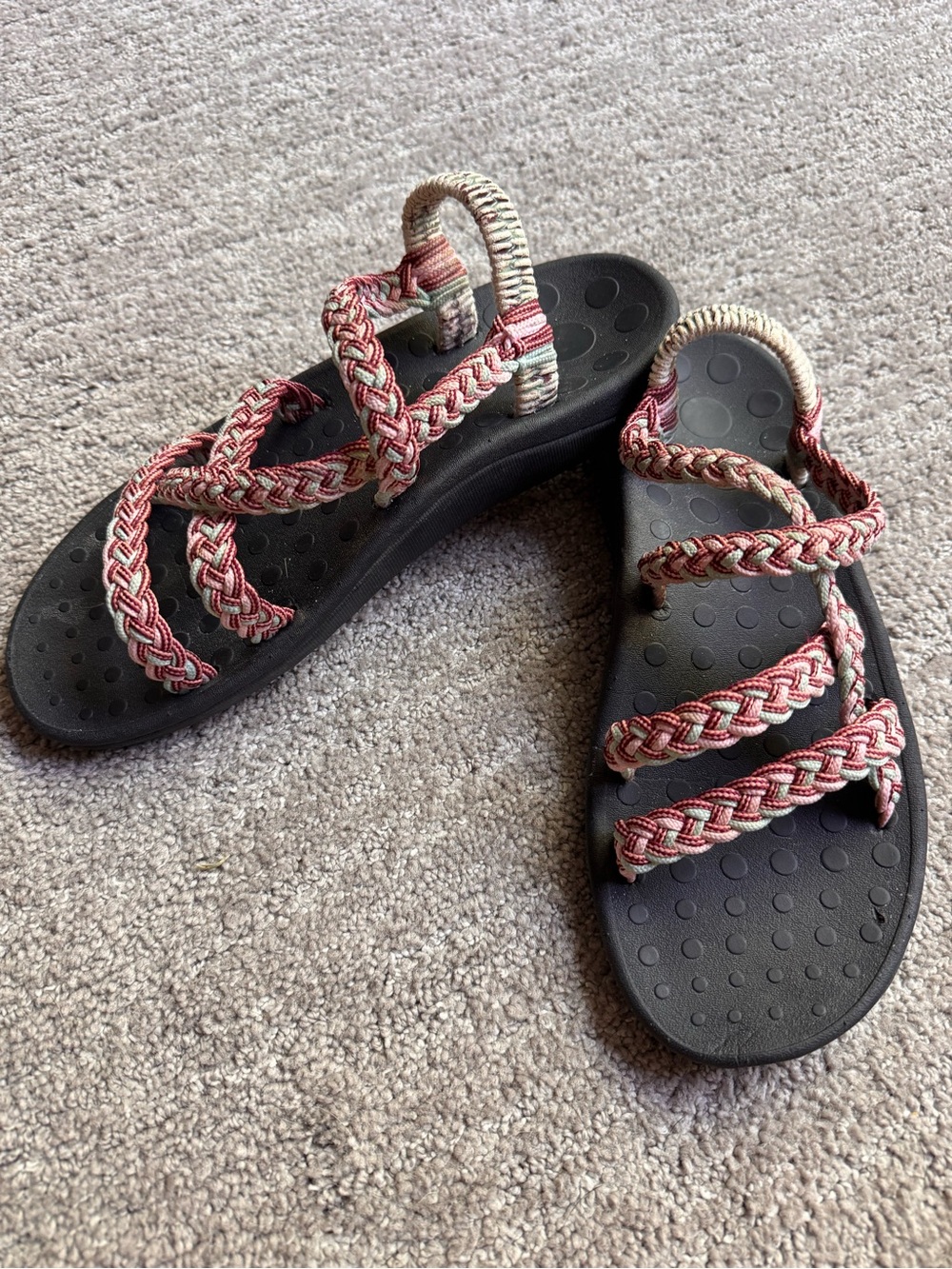 CIOR Braided Rope Strappy Sandals Pink Beige Size 38 - Picture 5 of 7